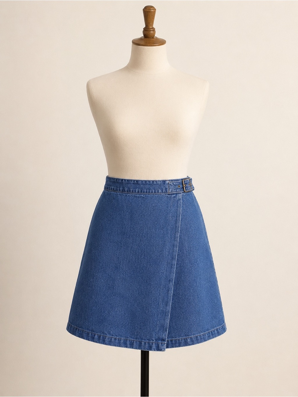 Talbots Blue Denim A-Line Wrap Skirt with Side Buckle #1267